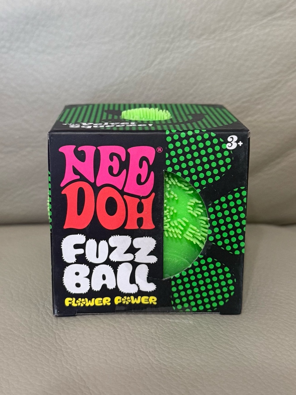 Schylling NeeDoh FuzzBall Flower Power The Velvet Squeeze Squishy Green NEW!